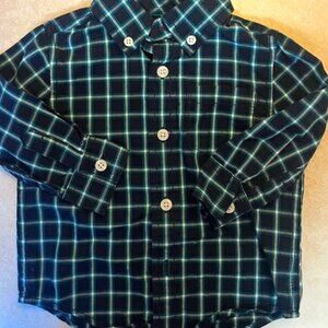 Dressed Up by Gymboree Holiday 2016 Emerald Party Plaid Shirt Size 6-12 Months